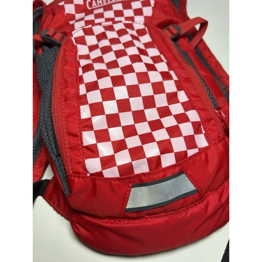 CamelBak Mini M.U.L.E. Kids Hydration Backpack Red White Checkered Zip 1.5 L